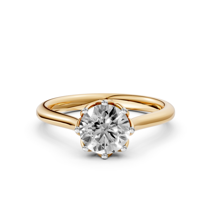 Rond Briljant Solitair Ring met achtpootzetting - 18K Geelgoud - 0,79 ct