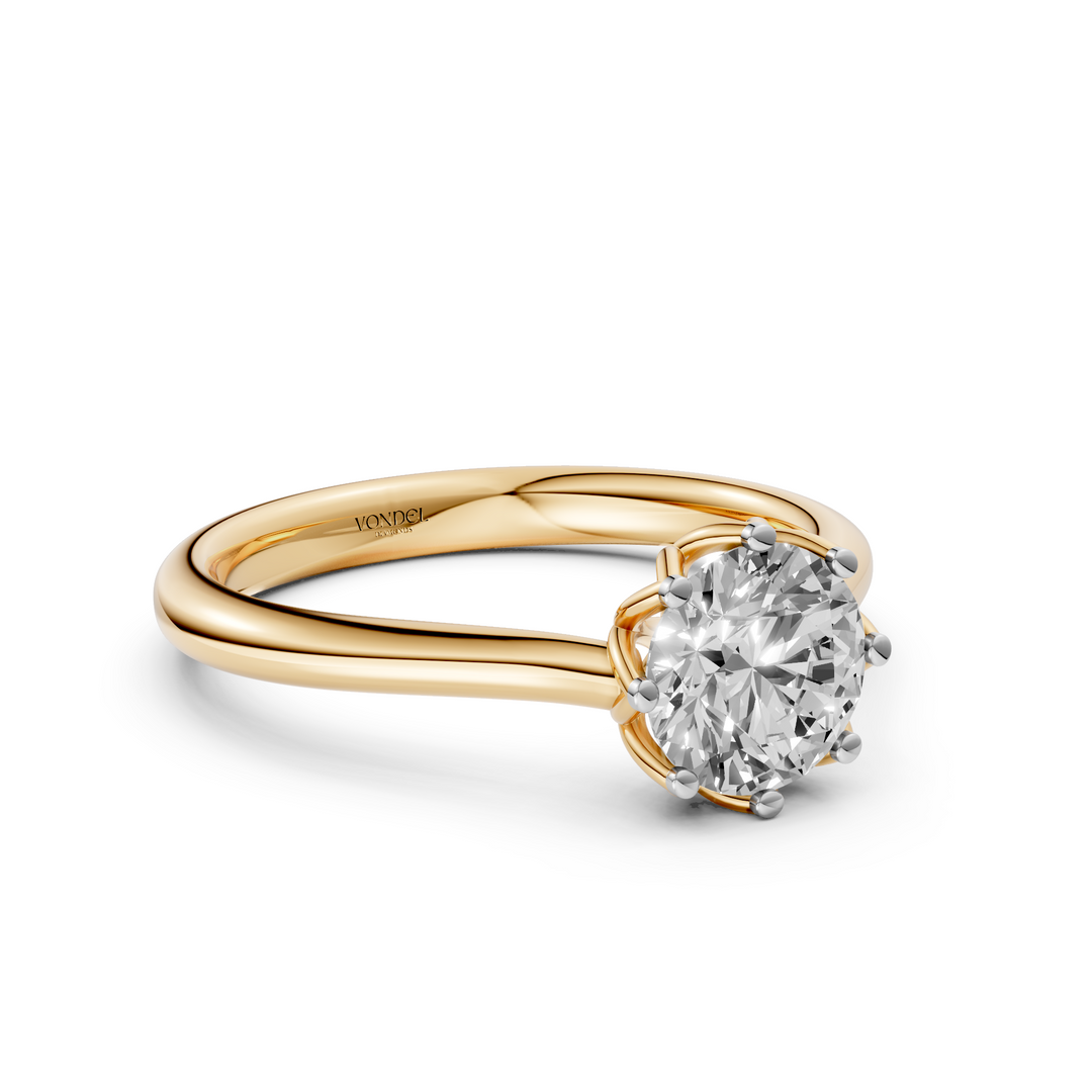 Rond Briljant Solitair Ring met achtpootzetting - 18K Geelgoud - 0,79 ct