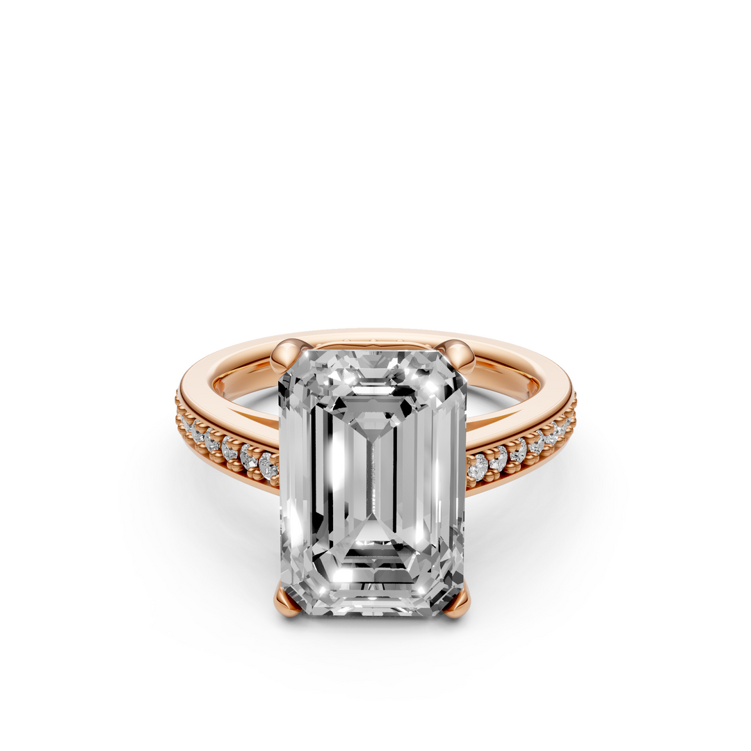 Emerald 5 ct Solitaire Pave Ring - Platina - 5,33 ct