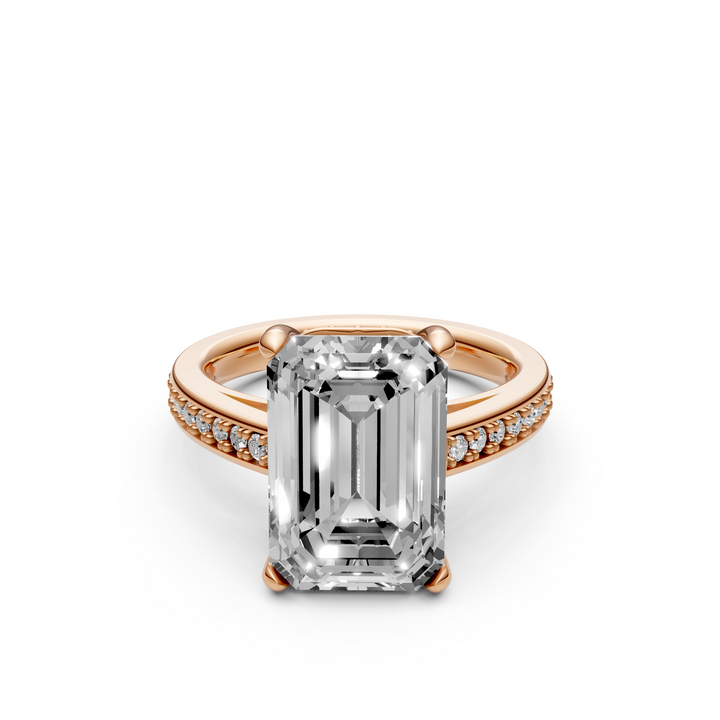 Emerald 5 ct Solitaire Pave Ring - Platina - 5,33 ct