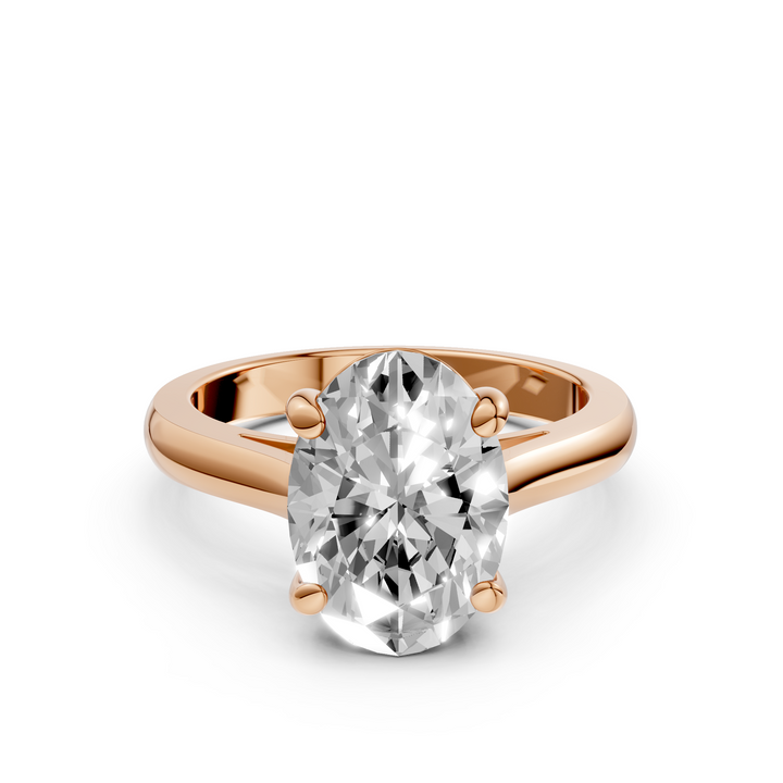 Oval Solitair Ring Met Cathedral Zetting
