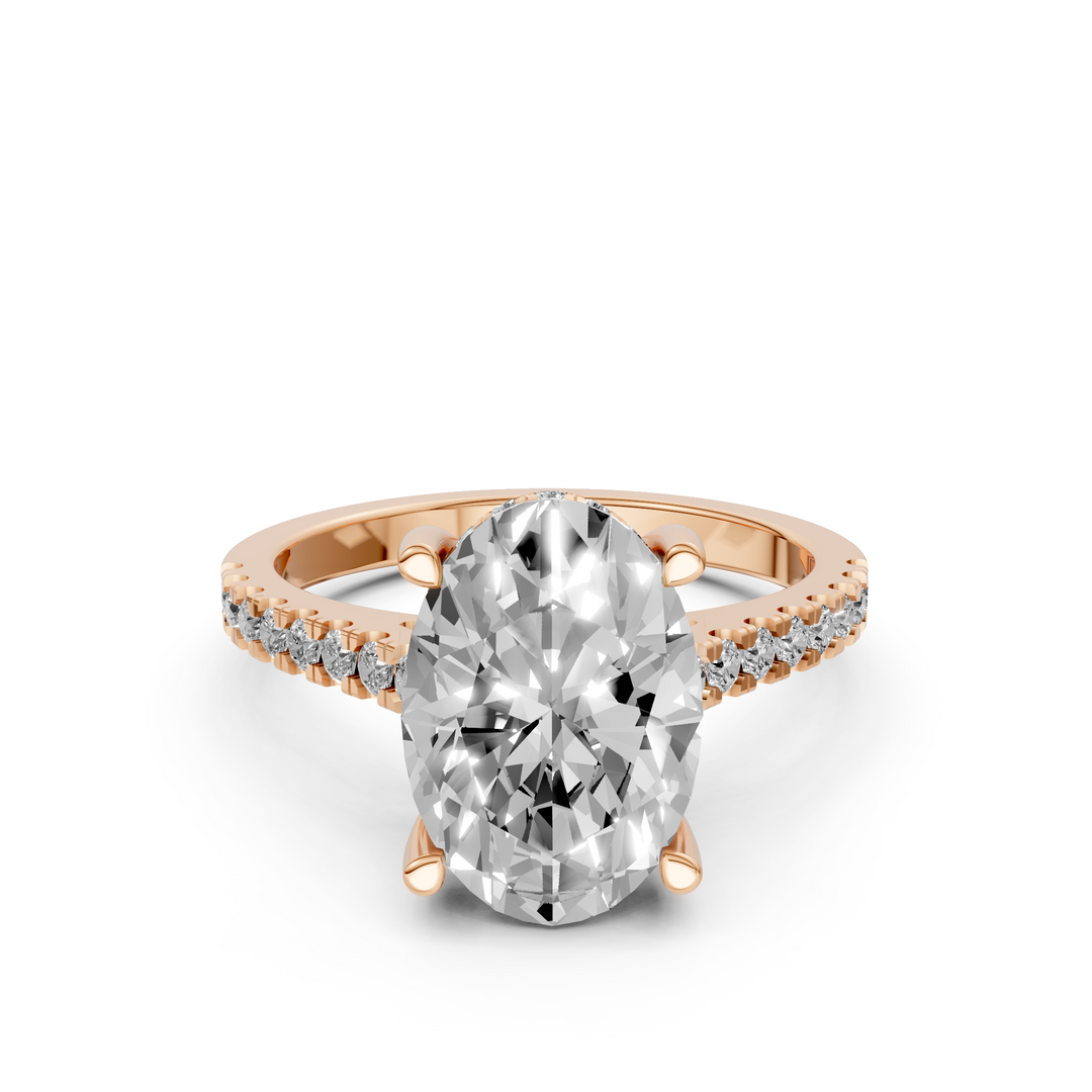 Oval Solitair Hidden Halo Met Pave Band
