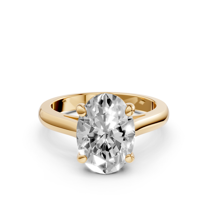 Oval Solitair Ring Met Cathedral Zetting
