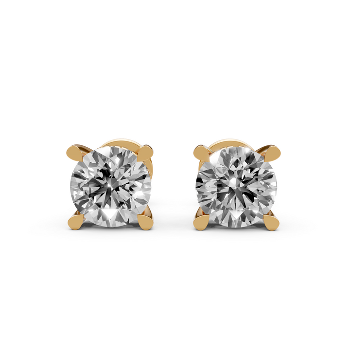 Rond Briljant Stud Oorbellen met Dubbele Hidden Halo - 18K Geelgoud - 2,44 ct