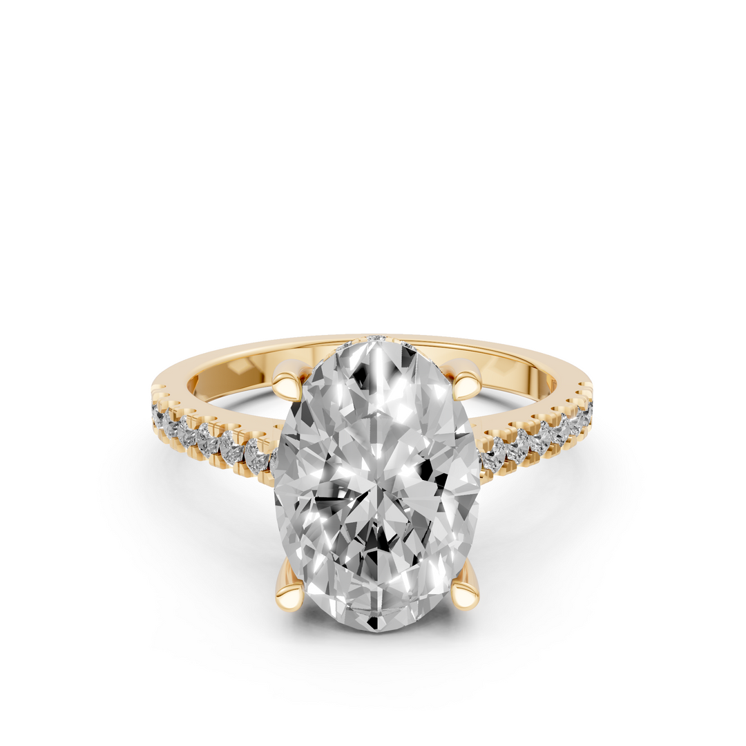 Oval Solitair Hidden Halo Met Pave Band