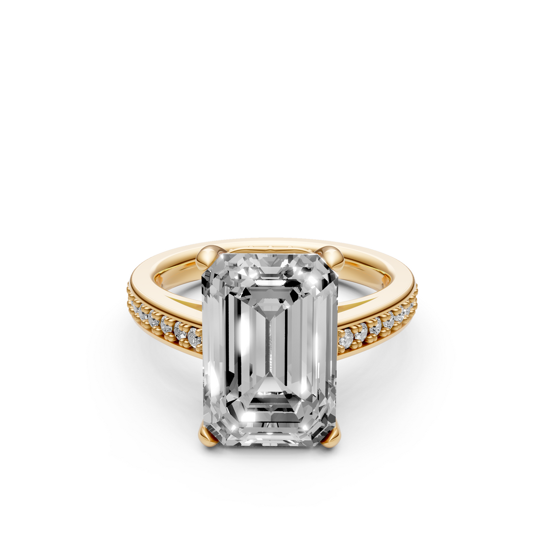 Emerald 5 ct Solitaire Pave Ring - Platina - 5,33 ct