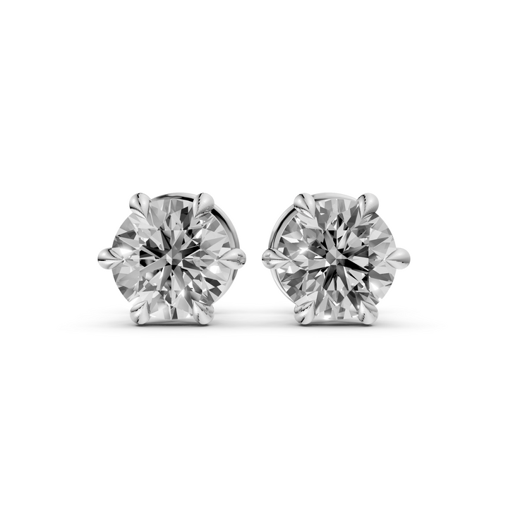Rond Briljant Stud Oorbellen, Zespootszetting - 18K Witgoud - 2,46 ct