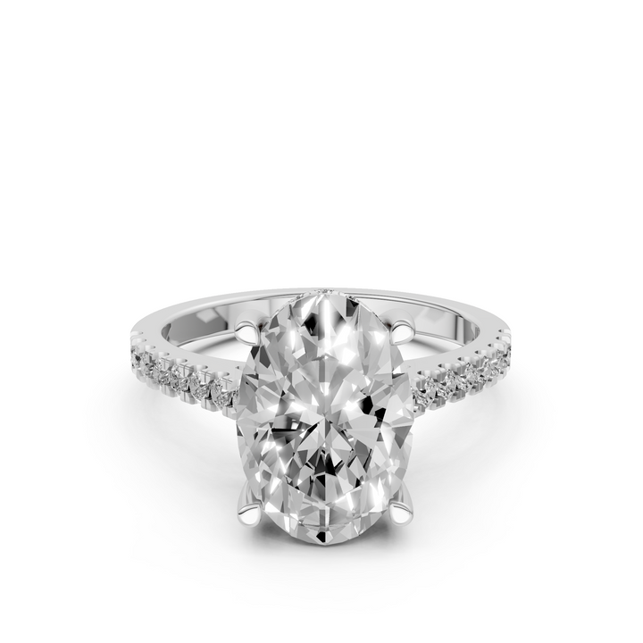Oval Solitair Hidden Halo Met Pave Band