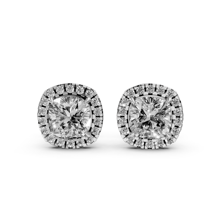 Cushion Halo Stud Oorbellen - 18K Goud