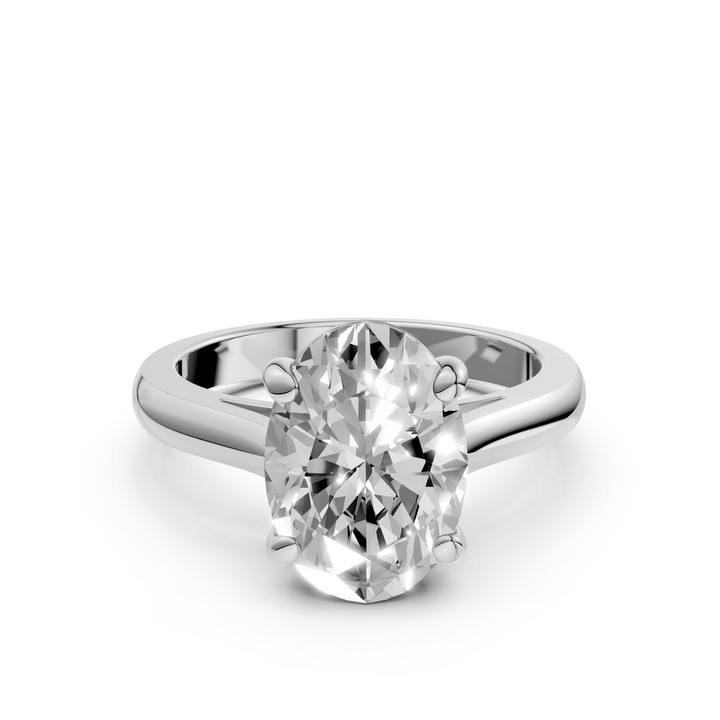 Oval Solitair Ring Met Cathedral Zetting