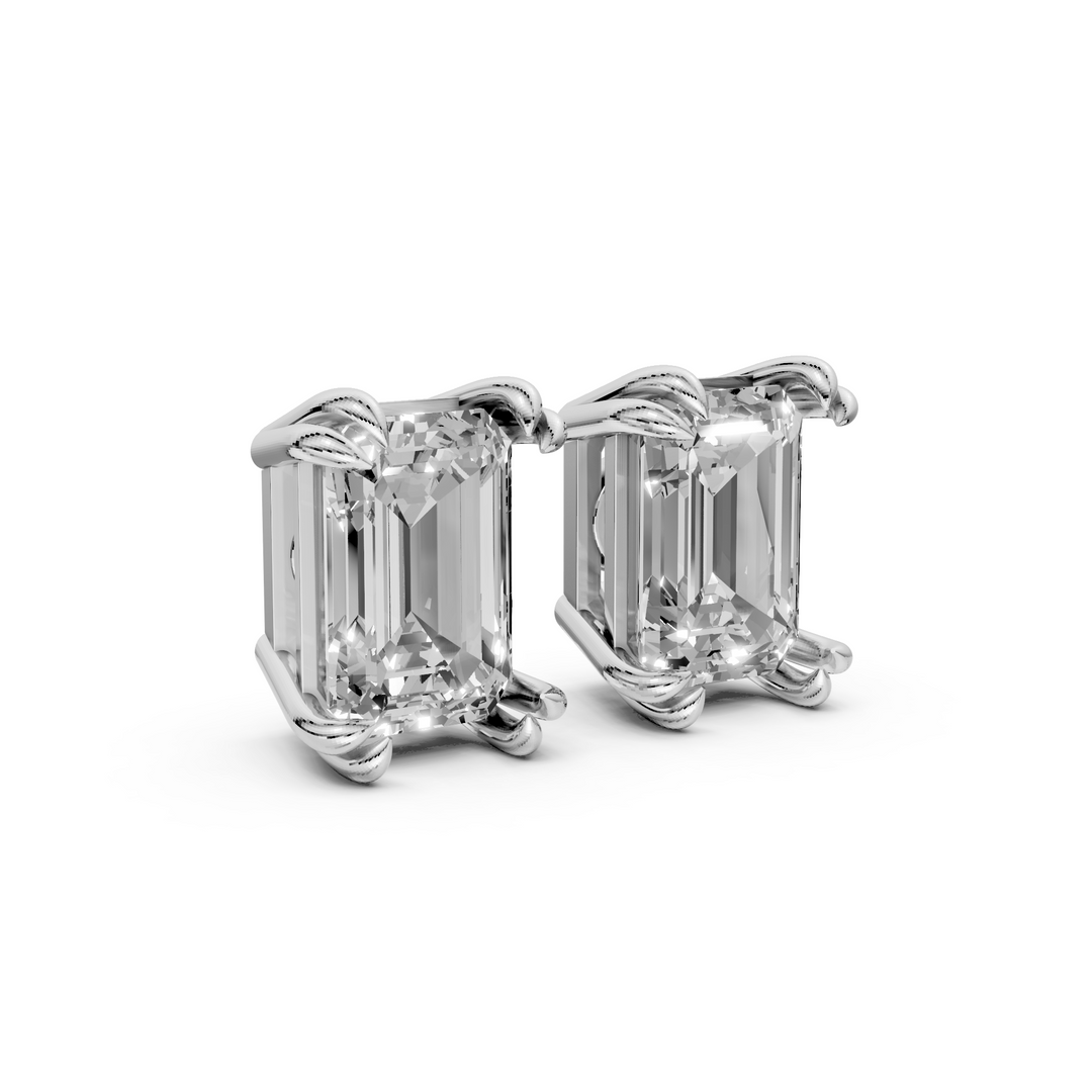 Emerald Stud Oorbellen Diamant - 18K Witgoud - 1,62 ct
