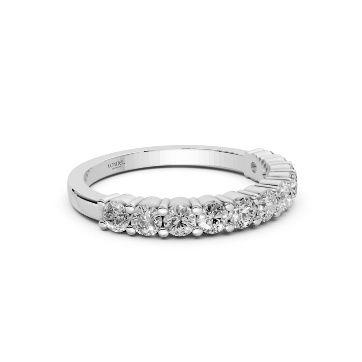 Diamanten Rijring half gezet gedeelde zetting - 18K Witgoud - 0.78 ct