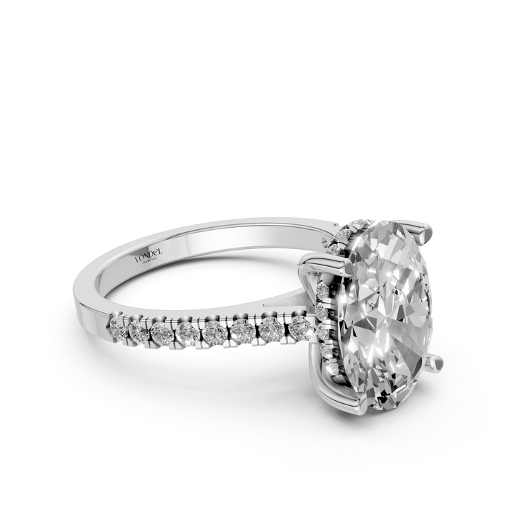 Oval Solitair Hidden Halo Met Pave Band
