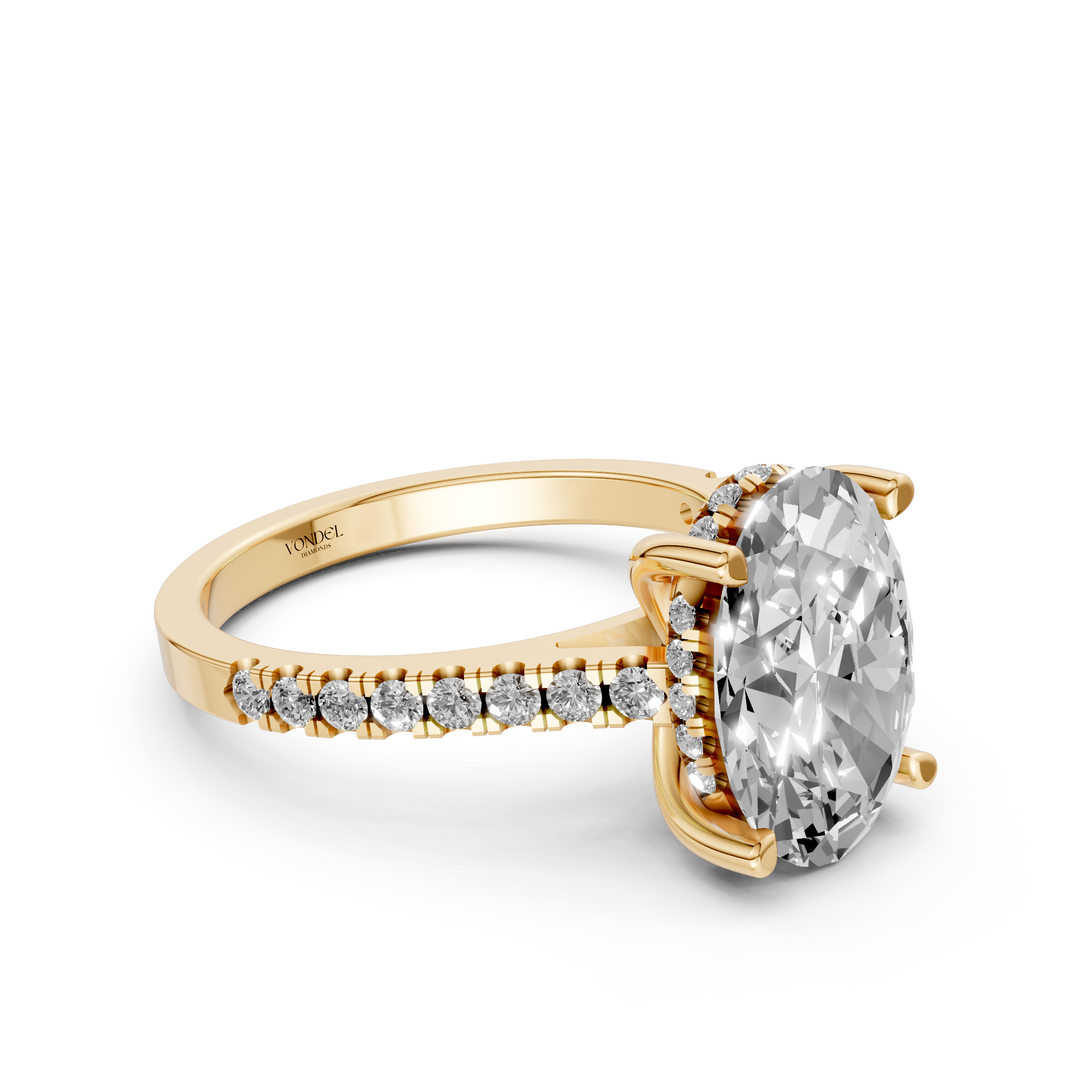 Oval Solitair Hidden Halo Met Pave Band