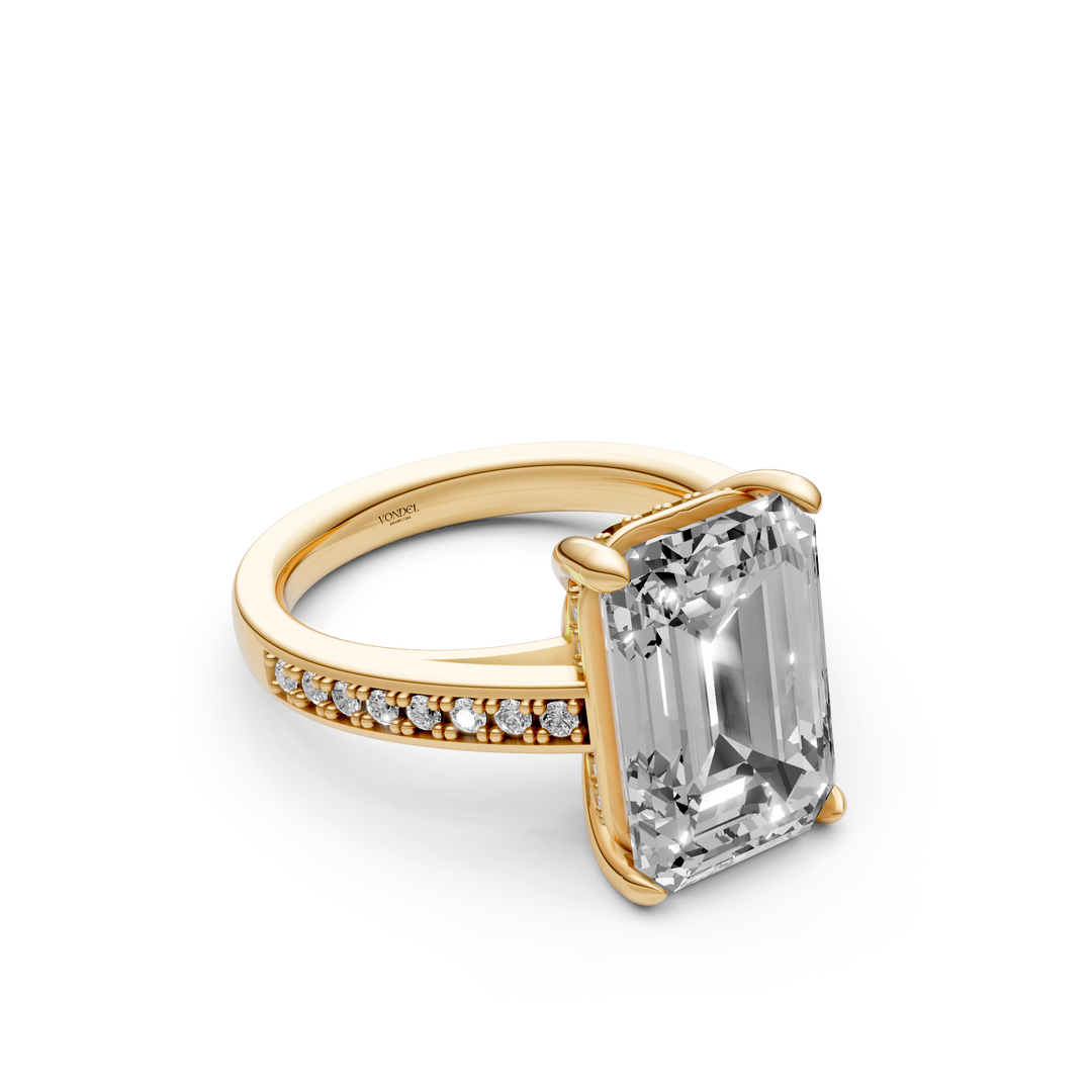 Emerald 5 ct Solitaire Pave Ring - Platina - 5,33 ct