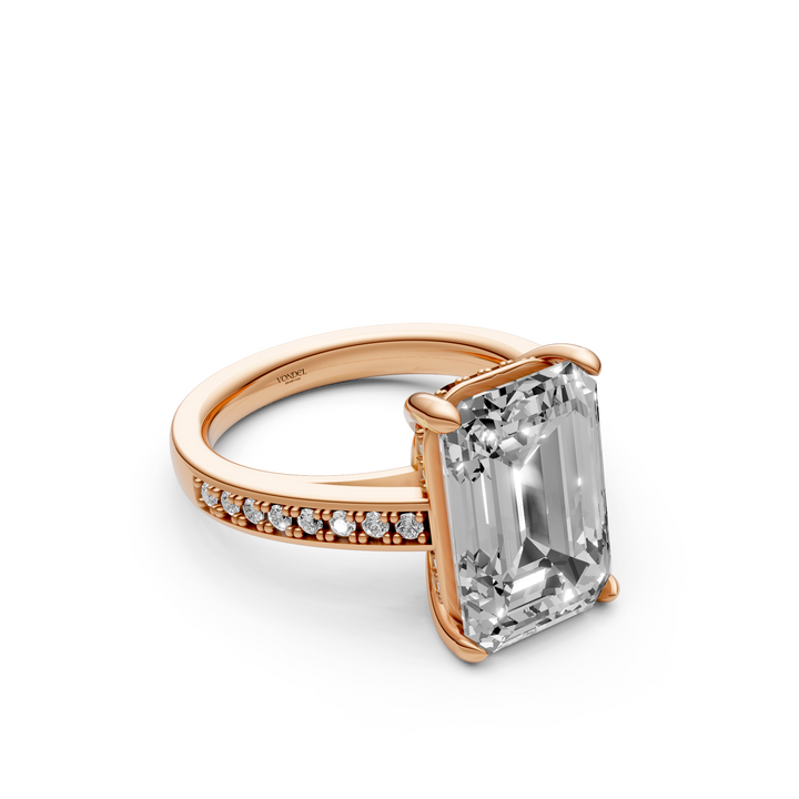 Emerald 5 ct Solitaire Pave Ring - Platina - 5,33 ct