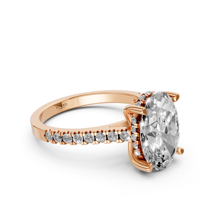 Oval Solitair Hidden Halo Met Pave Band