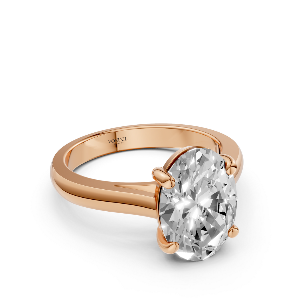 Oval Solitair Ring Met Cathedral Zetting
