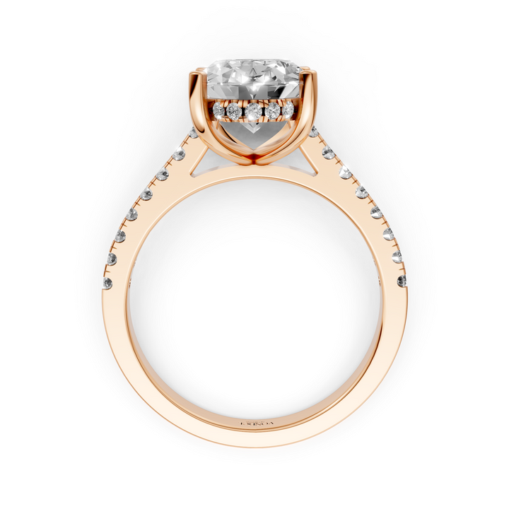 Oval Solitair Hidden Halo Met Pave Band