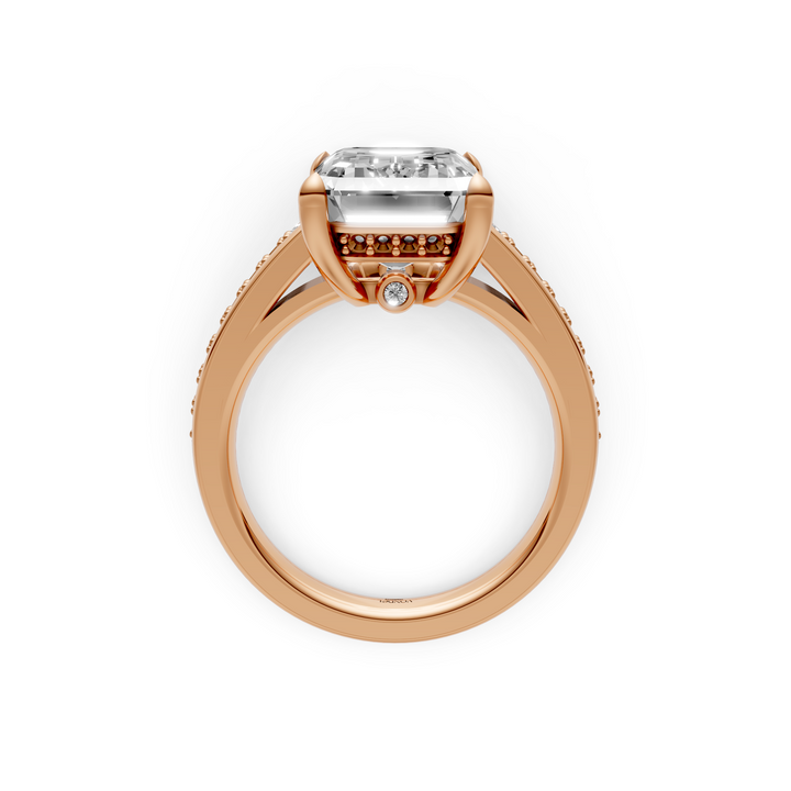 Emerald 5 ct Solitaire Pave Ring - Platina - 5,33 ct