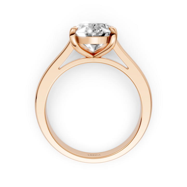 Oval Solitair Ring Met Cathedral Zetting