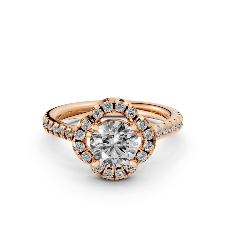 Flower Pave ring met Ronde Briljant - 18k Witgoud - 1,09 ct