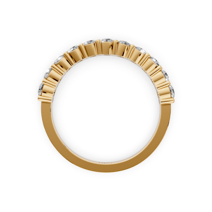 Diamanten Rijring half gezet gedeelde zetting - 18K Geelgoud - 0.76 ct