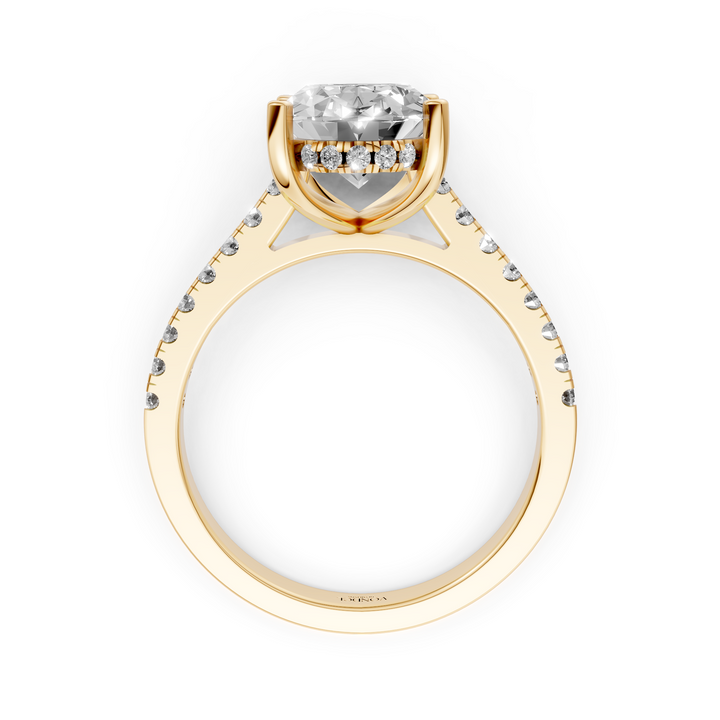 Oval Solitair Hidden Halo Met Pave Band