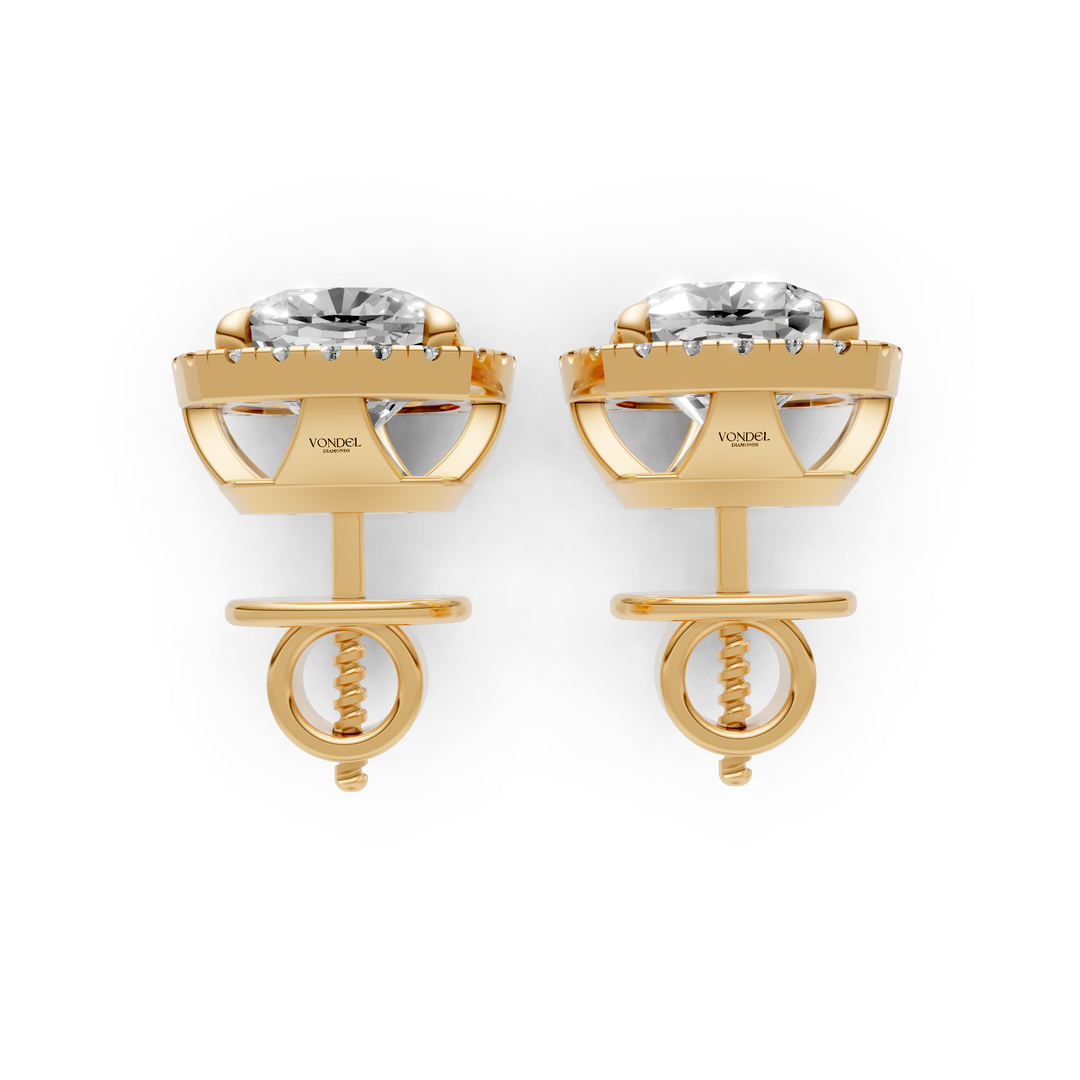 Cushion Halo Stud Oorbellen - 18K Goud