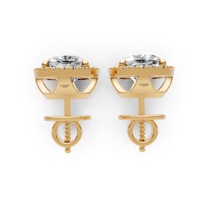 Cushion Halo Stud Oorbellen - 18K Goud