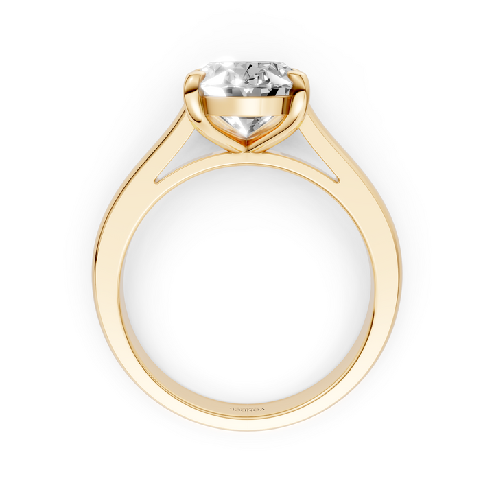 Oval Solitair Ring Met Cathedral Zetting
