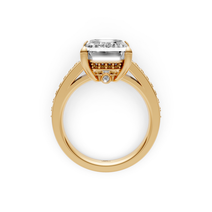 Emerald 5 ct Solitaire Pave Ring - Platina - 5,33 ct