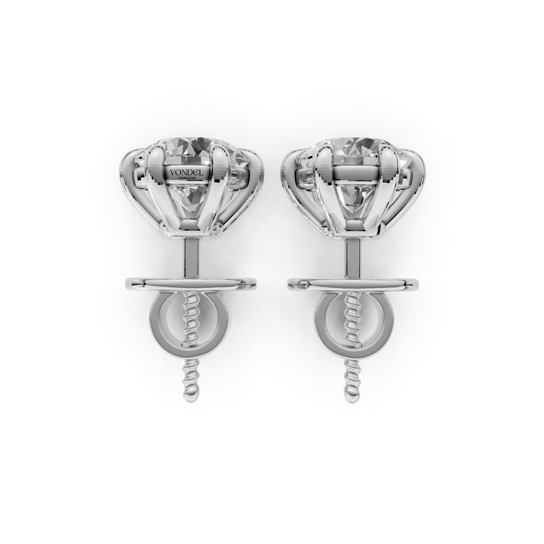 Rond Briljant Stud Oorbellen, Zespootszetting - 18K Witgoud - 2,46 ct