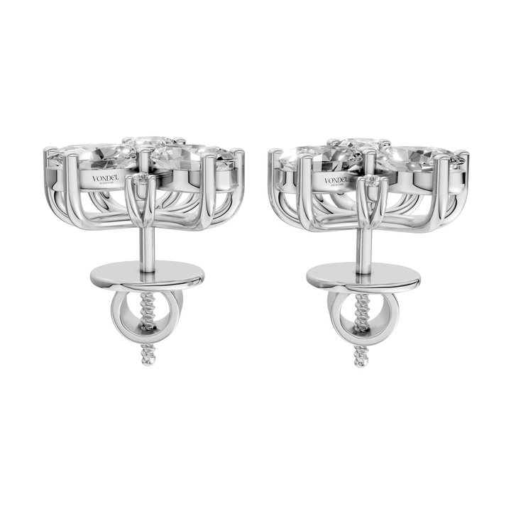 Oval Trilogy Stud Oorbellen - 18K Witgoud - 2,26 ct
