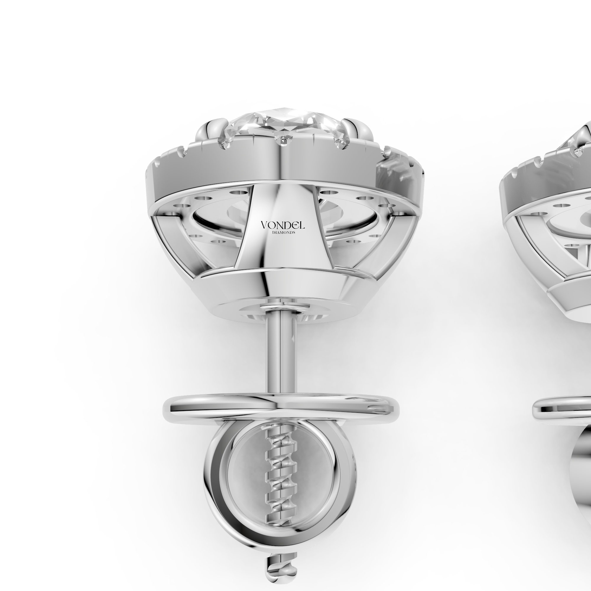 Bibi - In Stock - Oval Halo Lab Grown Diamond Stud Earrings - 18K White Gold - 1,24 ct