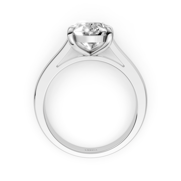 Oval Solitair Ring Met Cathedral Zetting