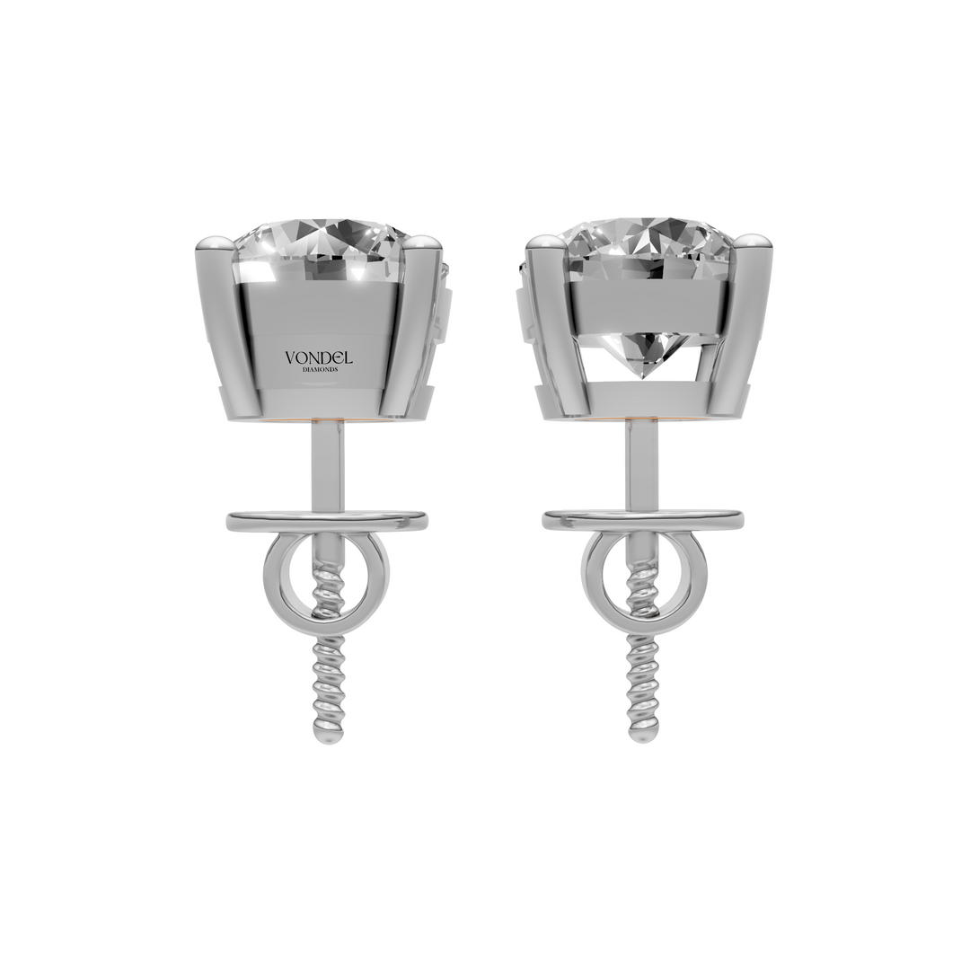 Rond Briljant Stud Oorbellen, Basketzetting Met Schroefsluiting - 18K Witgoud - 4,15 ct