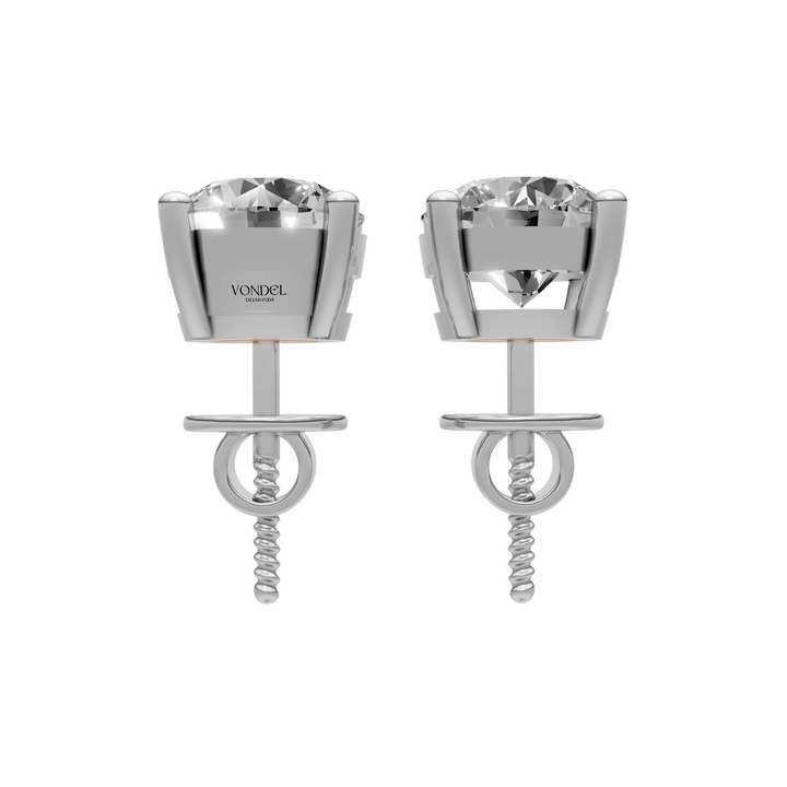 Rond Briljant Stud Oorbellen, Basketzetting Met Schroefsluiting - 18K Witgoud - 4,15 ct