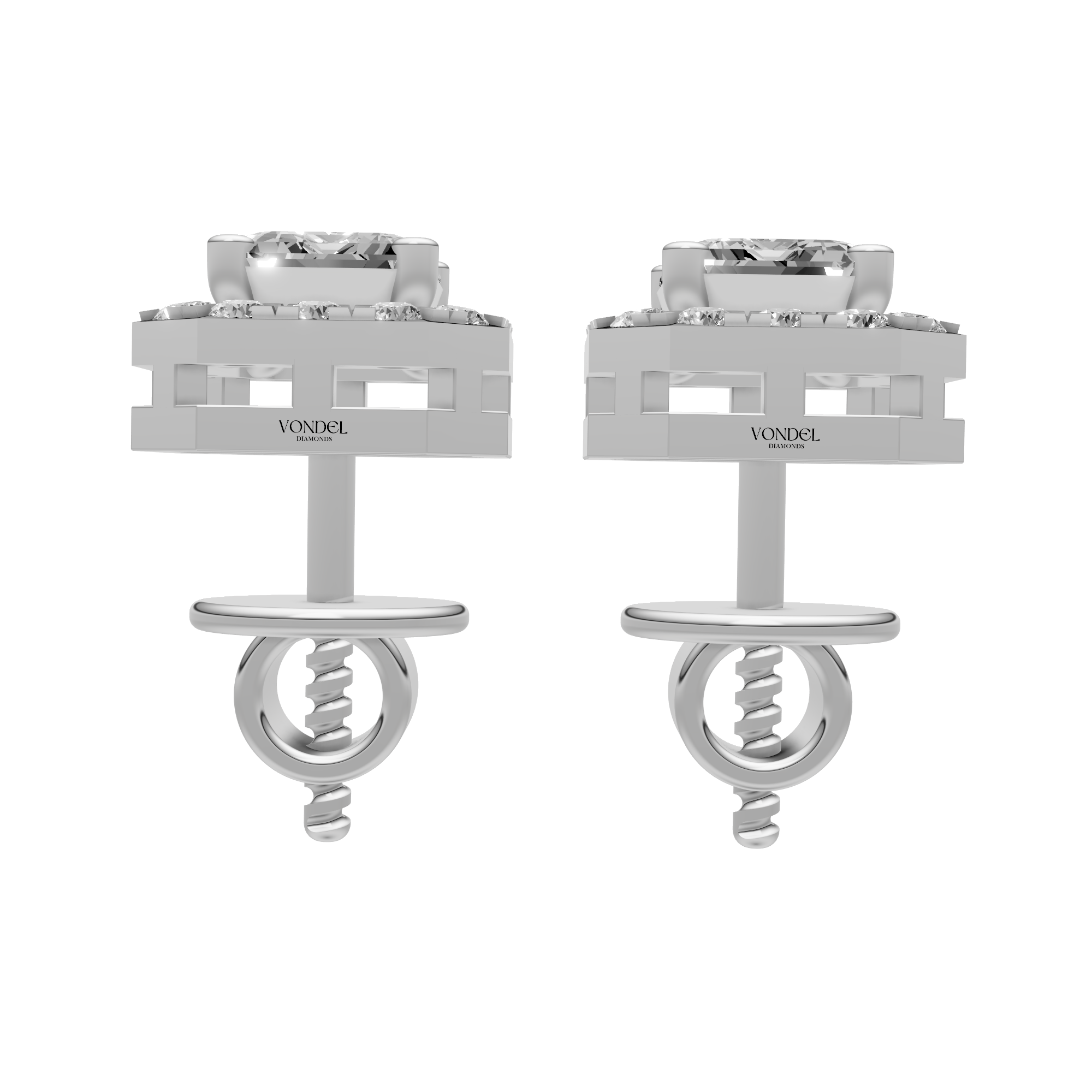 Emerald halo stud oorbellen Vondel Diamonds