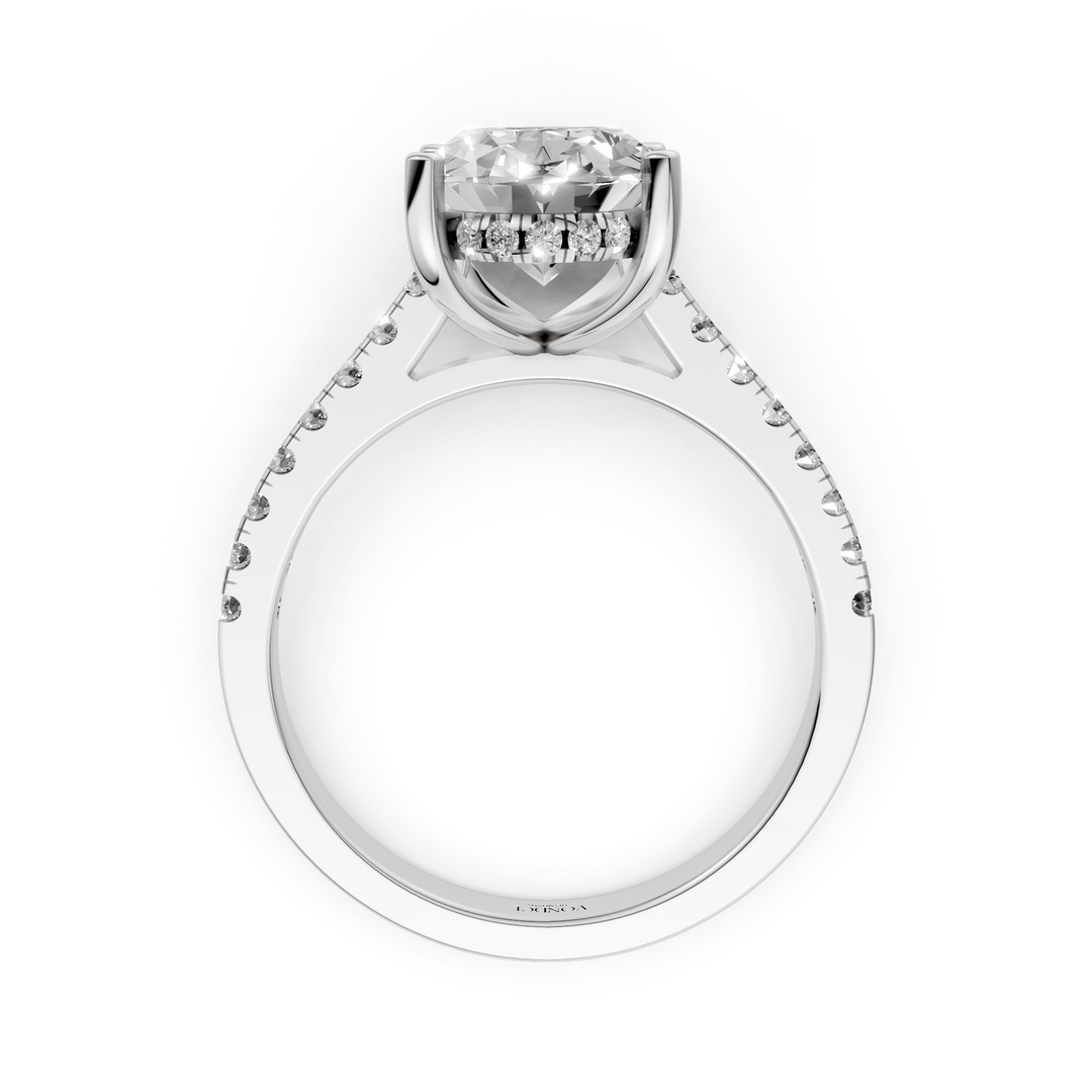 Oval Solitair Hidden Halo Met Pave Band