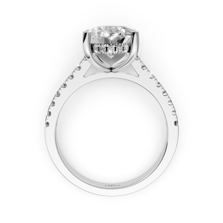Oval Solitair Hidden Halo Met Pave Band