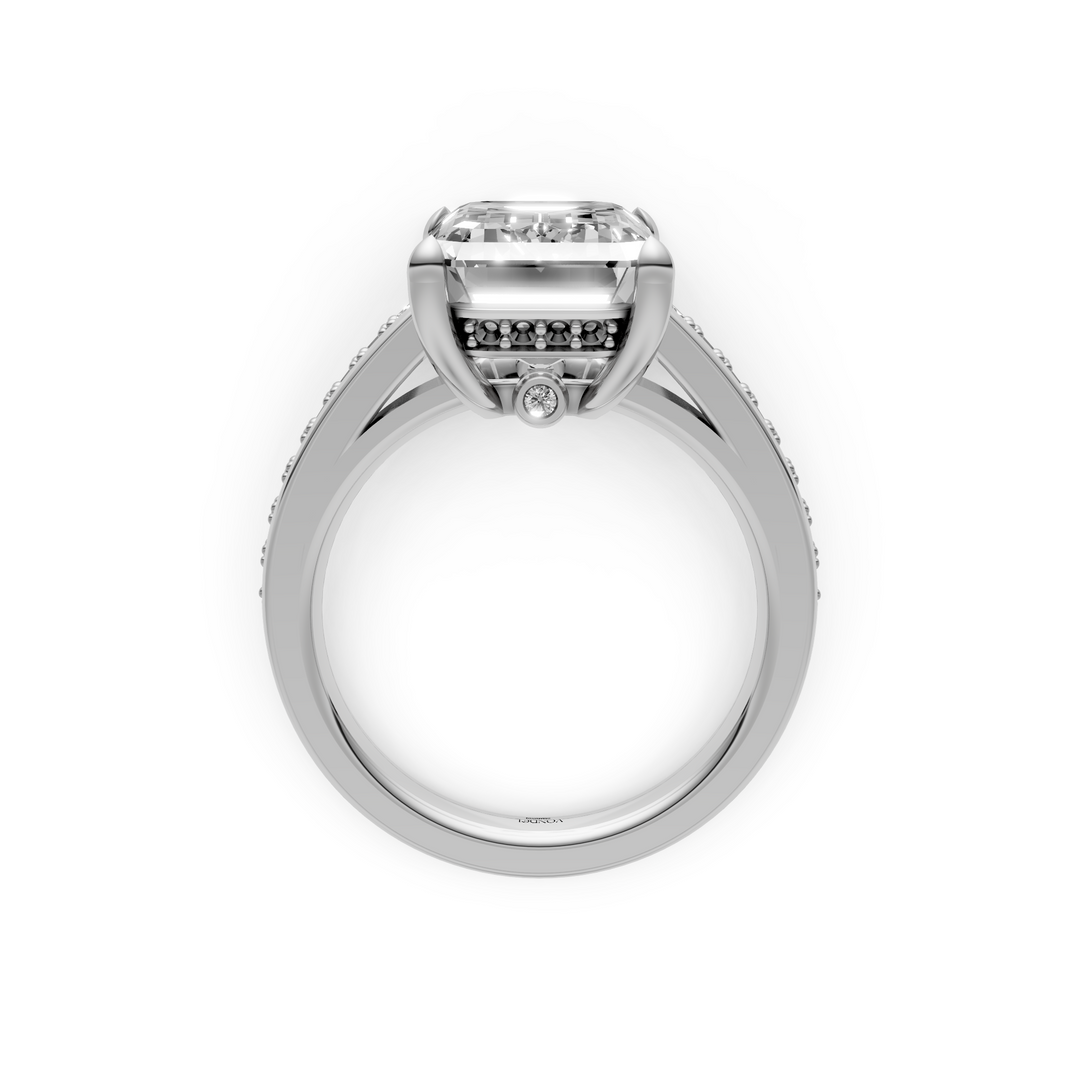 Emerald 5 ct Solitaire Pave Ring - Platina - 5,33 ct