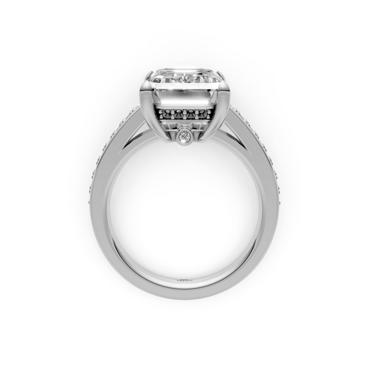 Emerald 5 ct Solitaire Pave Ring - Platina - 5,33 ct