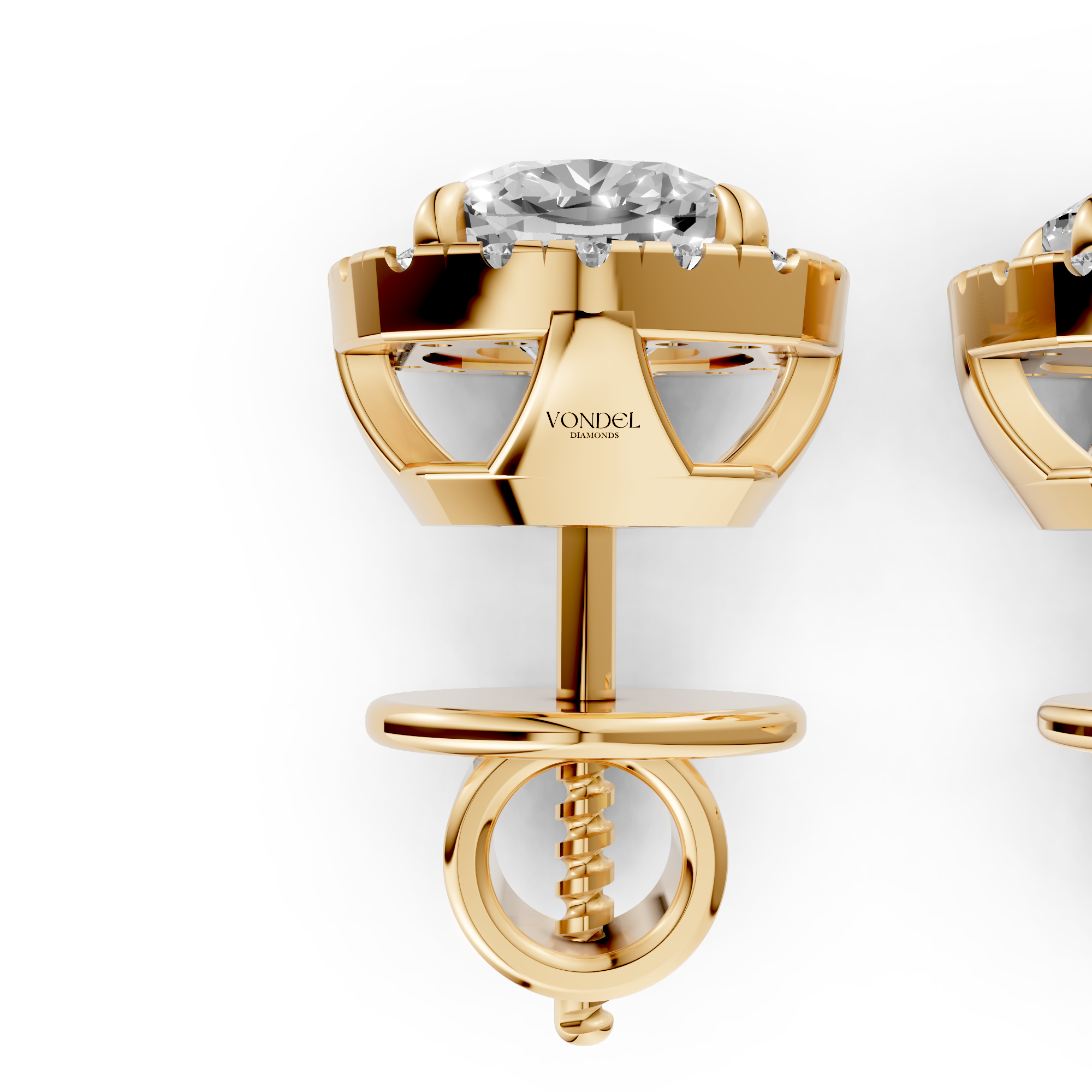 Bibi - In Stock - Cushion Halo Lab Grown Diamond Stud Earrings - 18K Gold