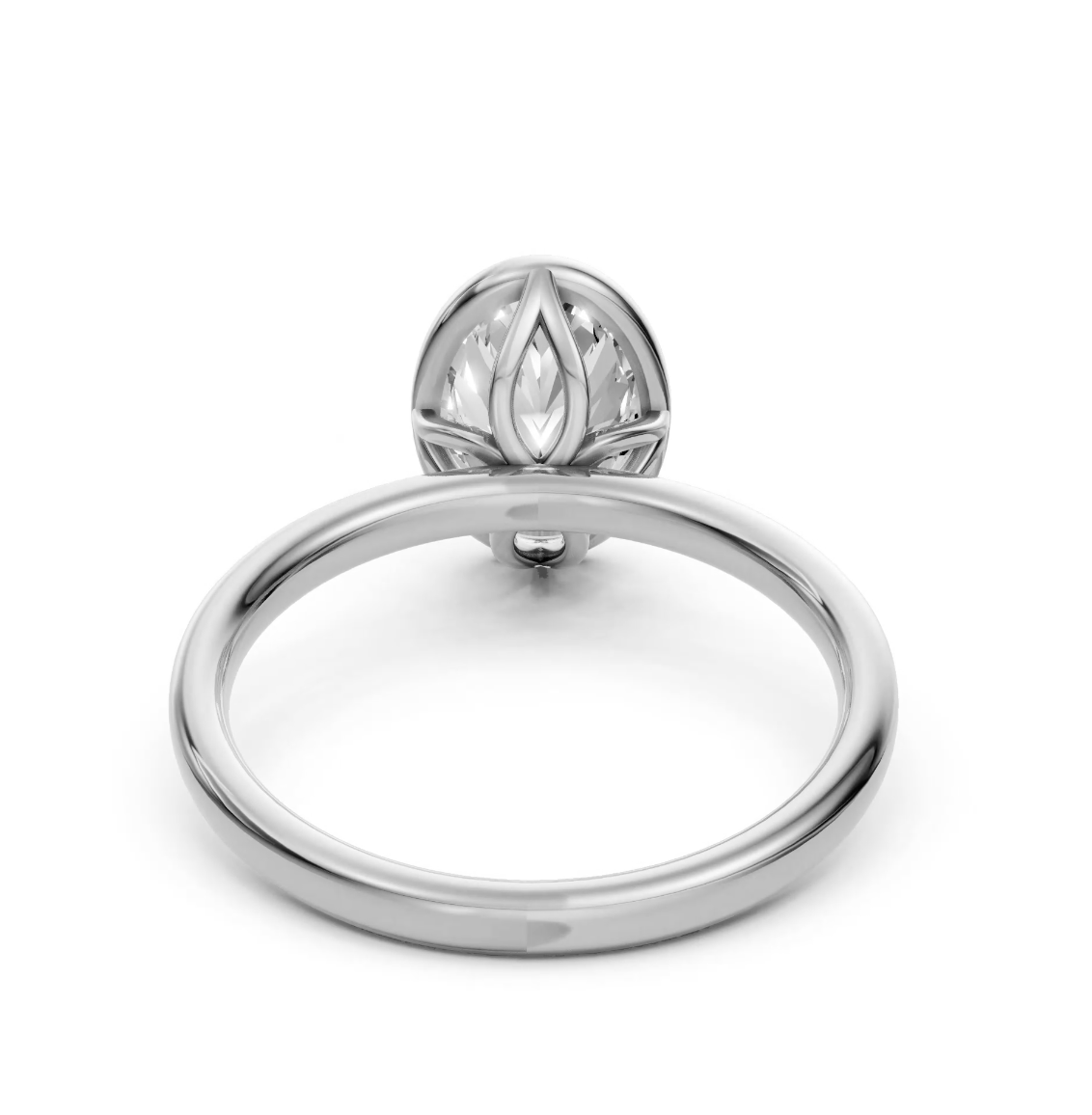 Abby - Oval Solitair Lab Grown Diamond Ring with Bezel Setting - 18K Yellow Gold - 2 ct