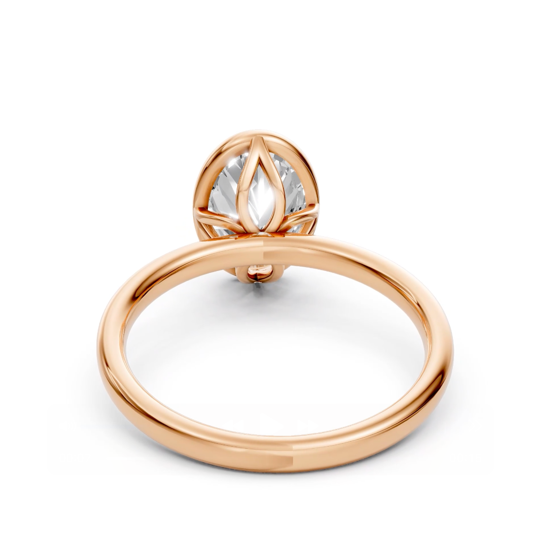 Abby - Oval Solitair Lab Grown Diamond Ring with Bezel Setting - 18K Yellow Gold - 2 ct