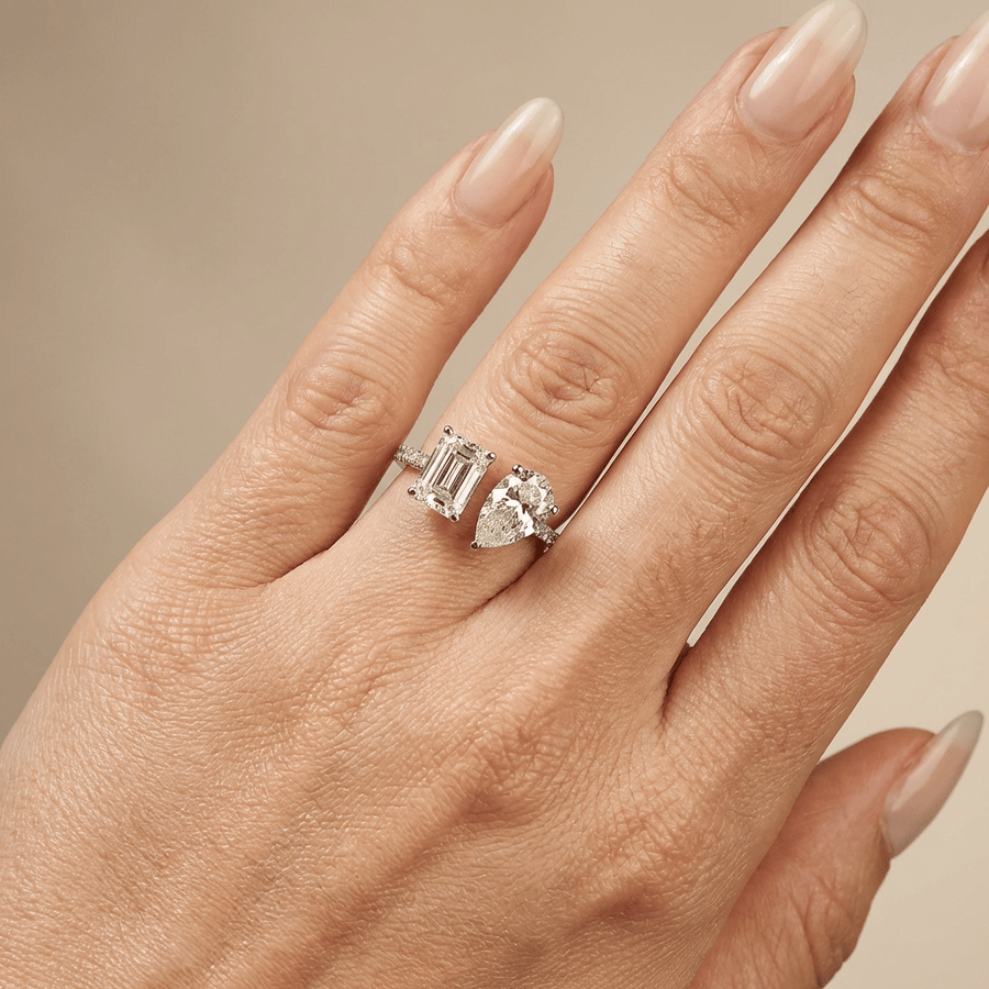 Toi et moi wrap ring platinum lab grown diamant