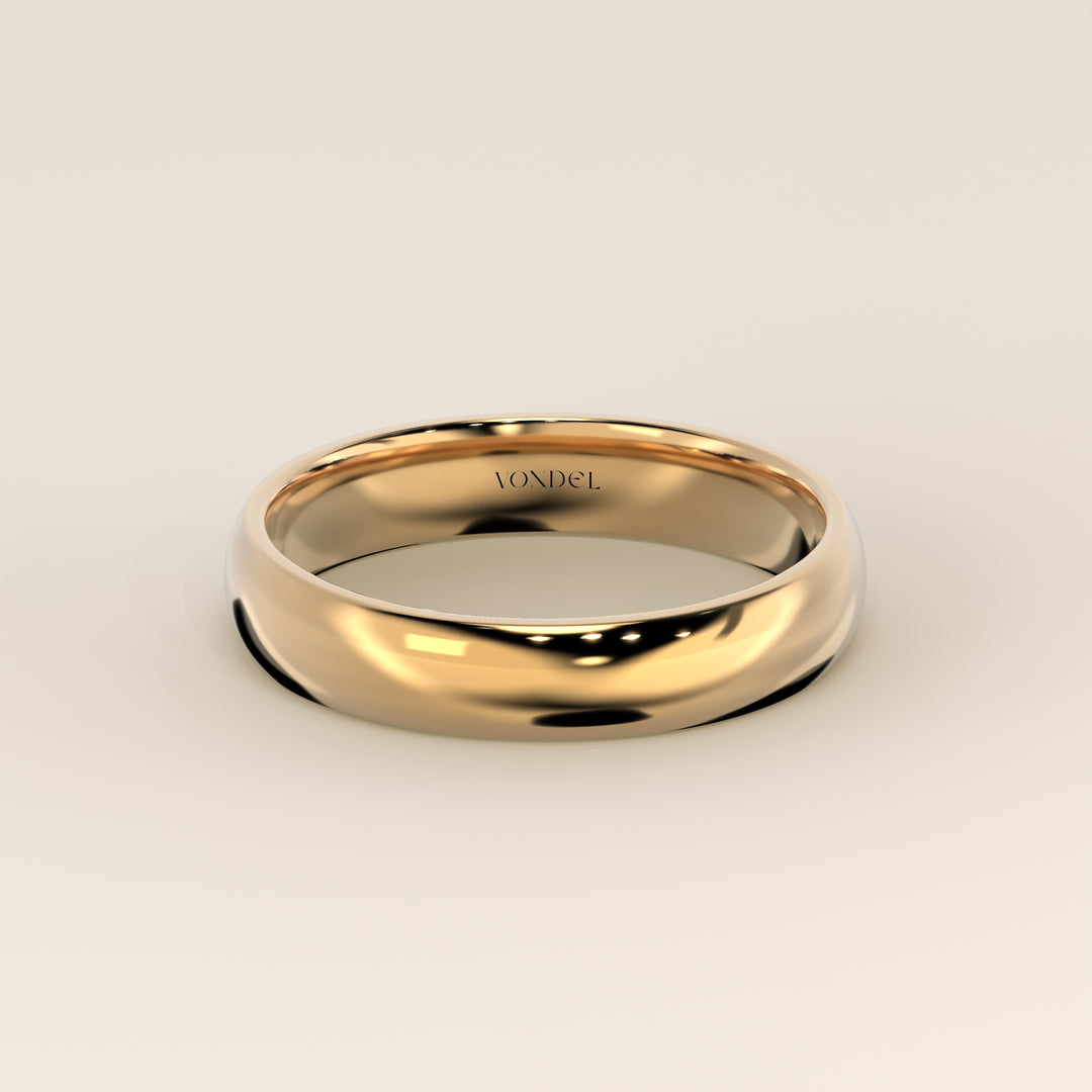 Trouwring man plain band 4mm, geelgoud