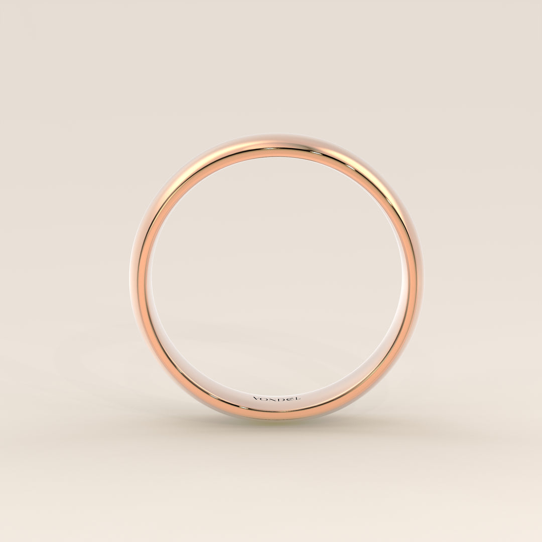 Trouwring man plain band 4mm, rosegoud