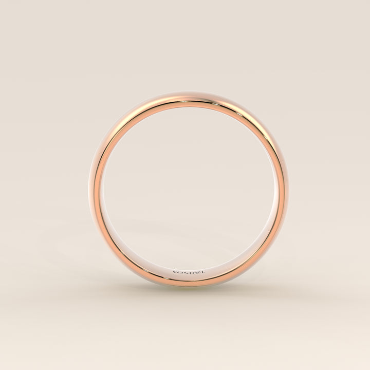 Trouwring man plain band 4mm, rosegoud